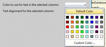 Color to use for text in the selected column