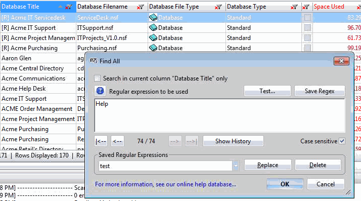  'Find All' dialog