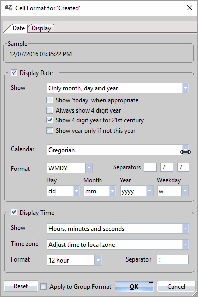 'Date' format preferences