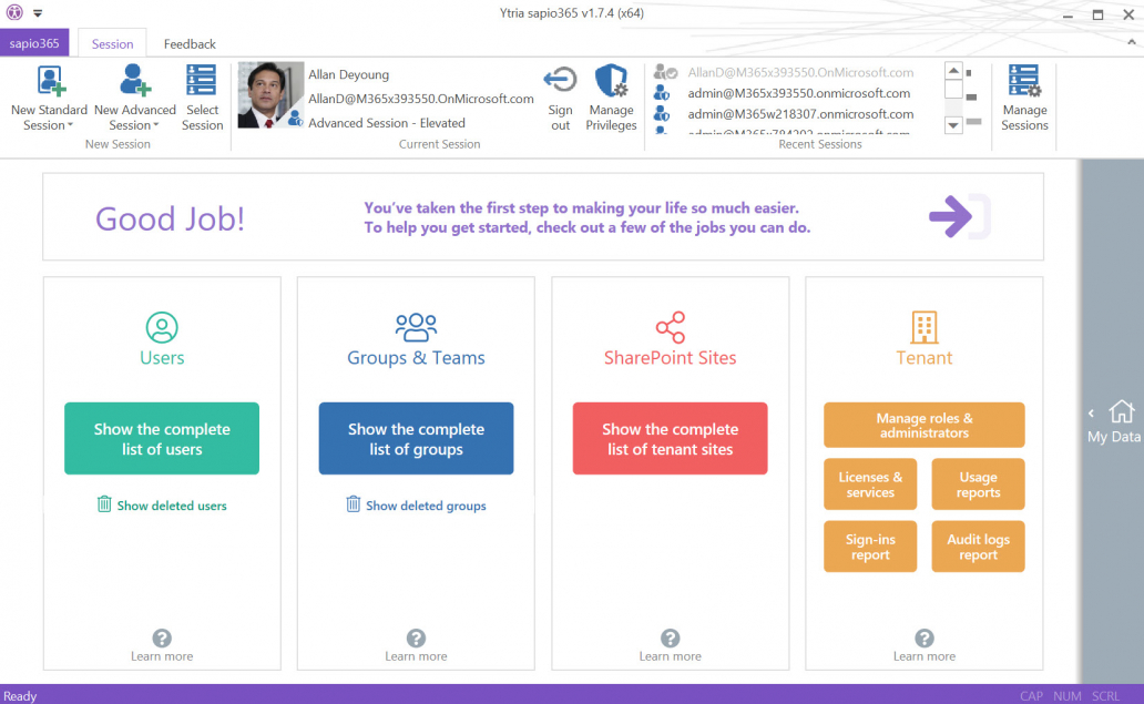 sapio365 Home screen