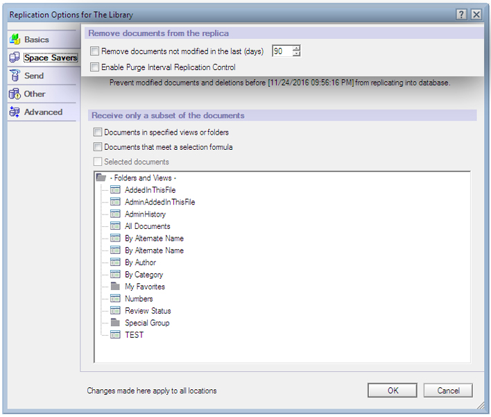 replication options for the library