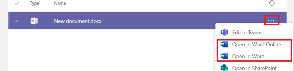 options edit documents in teams