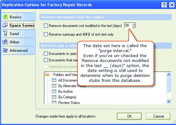 replication options lotus notes