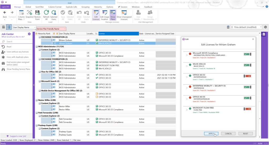 Microsoft 365 License Management with sapio365 | Ytria - Microsoft ...