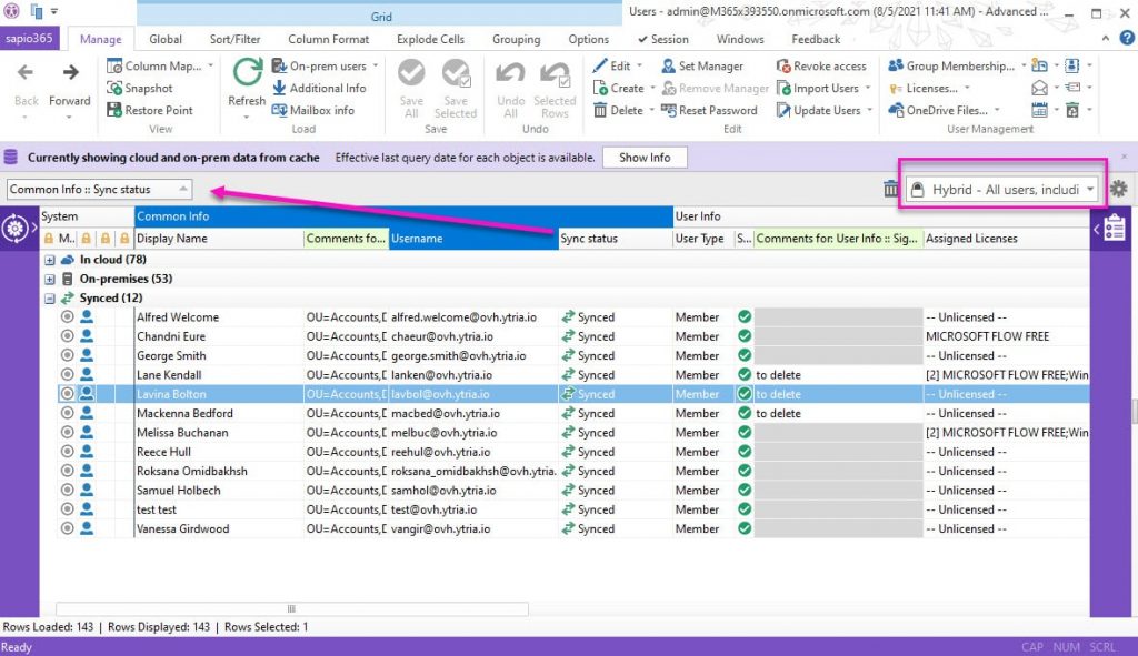 Unified report of your Azure Active Directory and local AD data