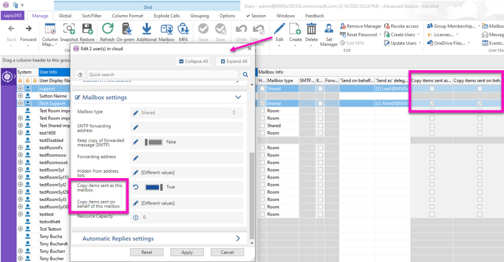 Manage shared mailboxes in sapio365