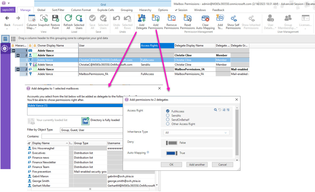 Manage mailbox permissions in sapio365