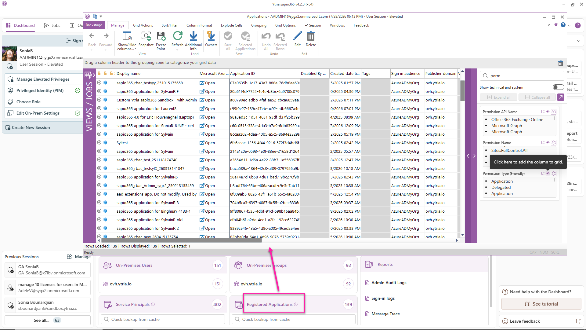 Get a non-paginated view of all app registrations and their properties in sapio365.