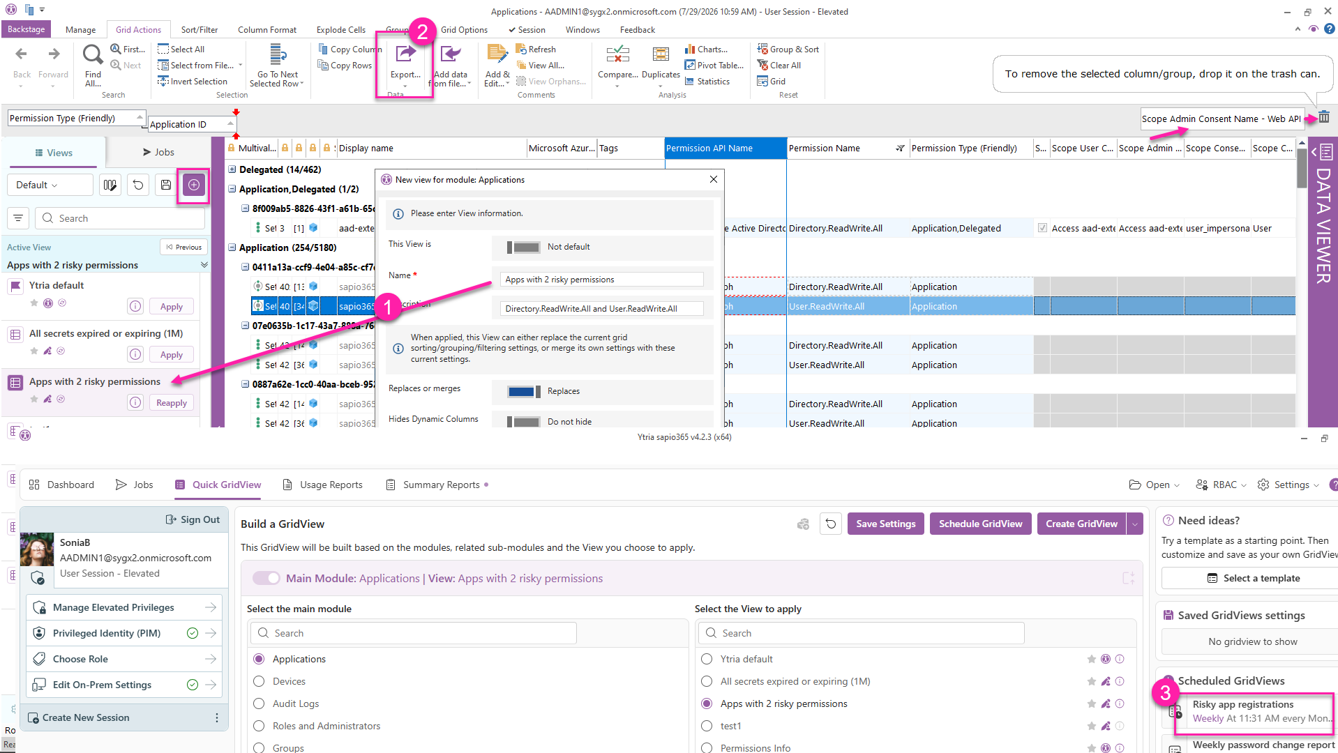 Create and save custom views in sapio365 and schedule them as recurrent reports.