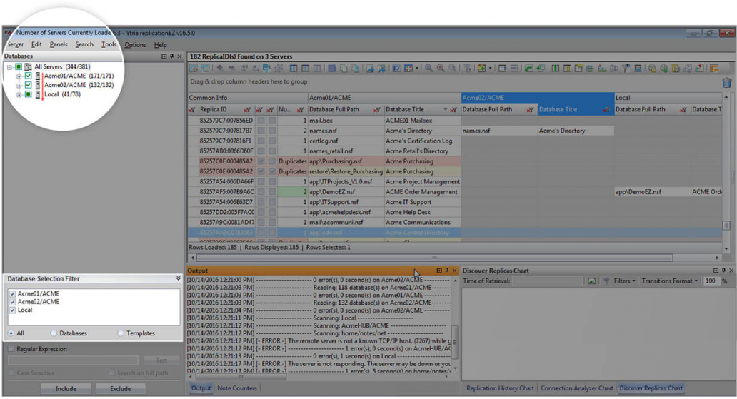v16-5 replicationEZ alphabetical server tree